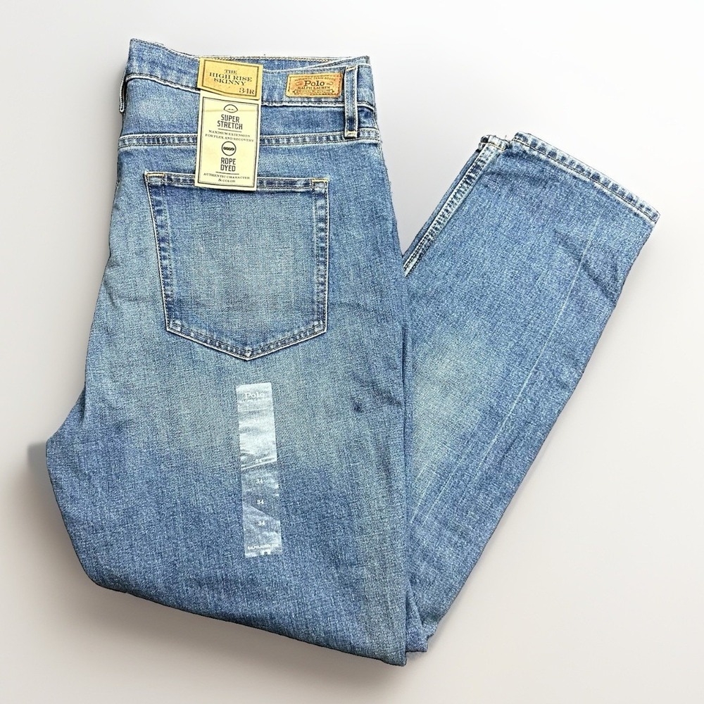 Polo Ralph Lauren Jeans Women's 34R 38x30 The High Rise Skinny Light Washed NWT